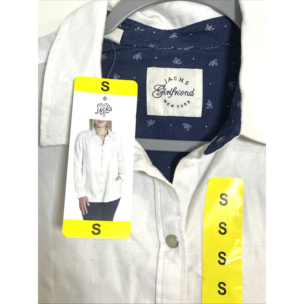 Women's Jachs Girlfriend Super Soft Feel Flannel Botton up Shirt White S New - Picture 4 of 7